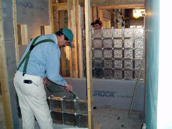 laying glass brick walls